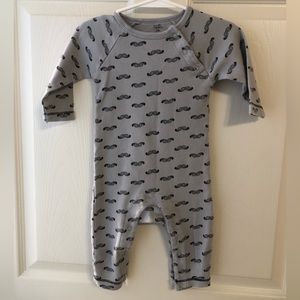 Touched by Nature 6-9 month mustache long sleeve romper